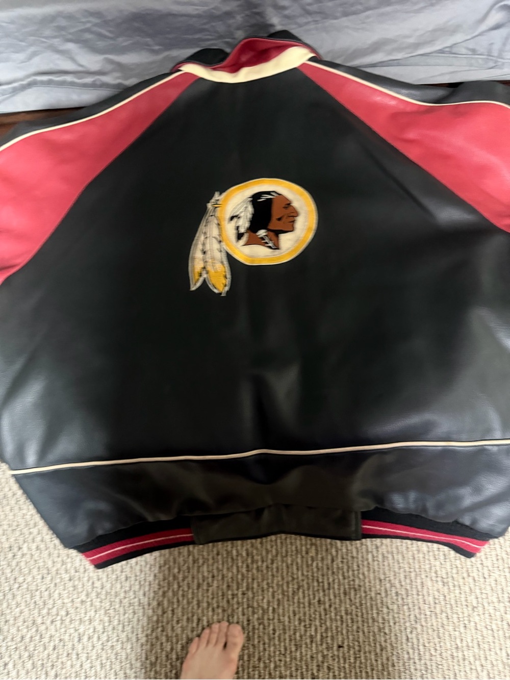 Black and Burgundy Men's Team Logo Bomber Jacket